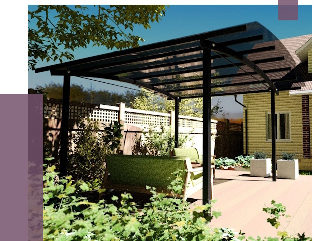 Навесы для террасы в Ртищеве от 13024 руб. под ключ | ПРОЛЁТ-Ртщ