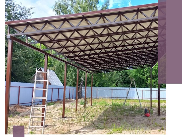 Односкатные навесы под ключ в Ртищеве — изготовление и монтаж