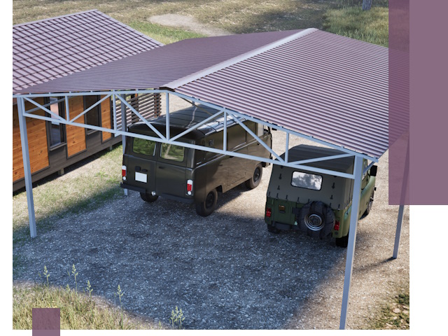 Двускатные навесы под ключ в Ртищеве — изготовление и монтаж