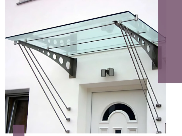 Козырьки над входом под ключ в Ртищеве — изготовление и монтаж