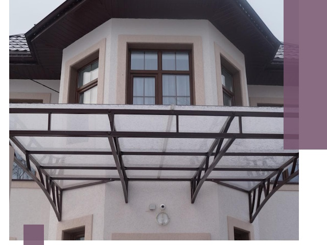 Козырьки из поликарбоната под ключ в Ртищеве