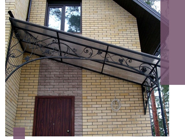 Односкатные козырьки из металла под ключ в Ртищеве